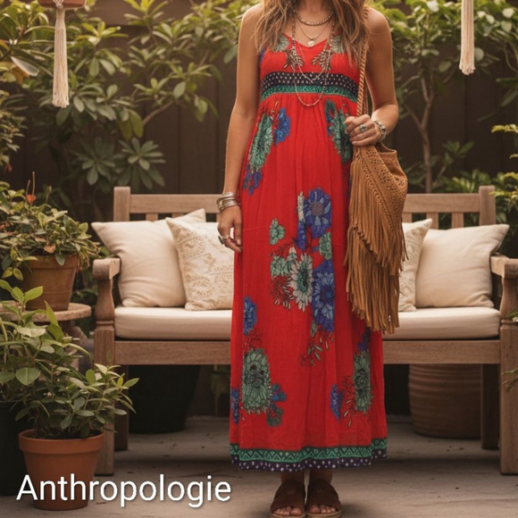 Anthropologie Dresses & Skirts - $168 Anthropologie Maeve Ikebana Timeless Maxi Dress Boho Indie Floral Sz 4